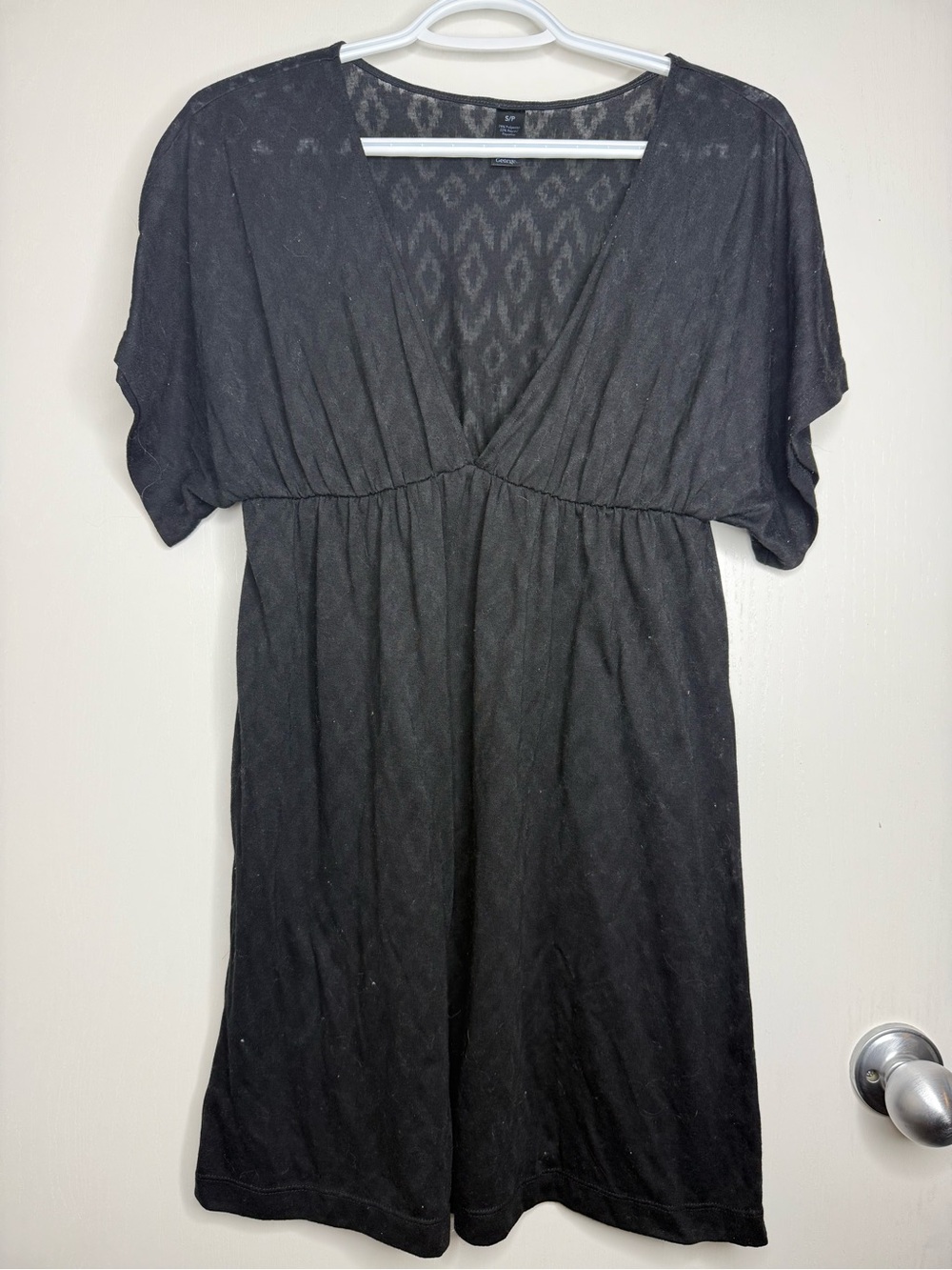 George Black Rayon-Blend Blouse Low Cut Women's Small